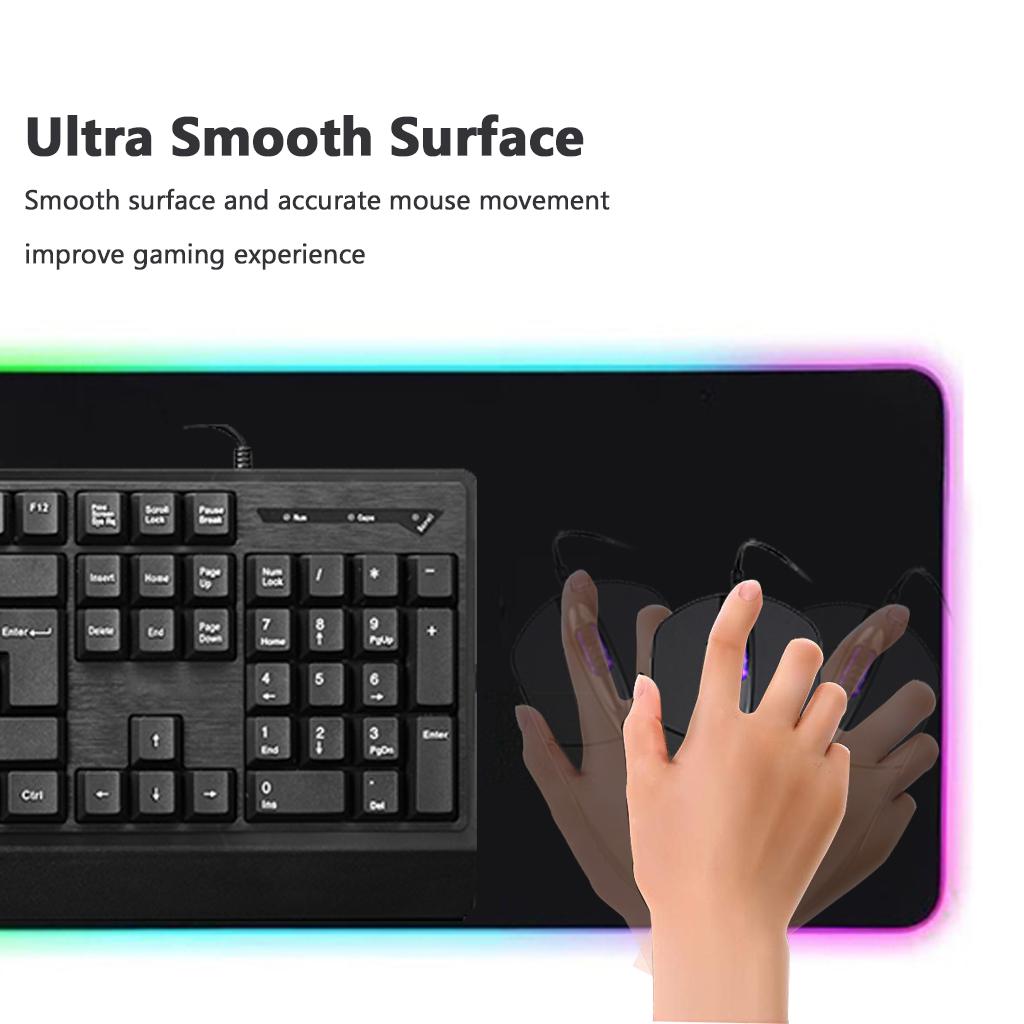 RGB Gaming Mouse Pad, 9 Lighting Modes,Glowing Led Mouse pad,Non-Slip Rubber Base Computer Mousepad Mat,800x300x4mm