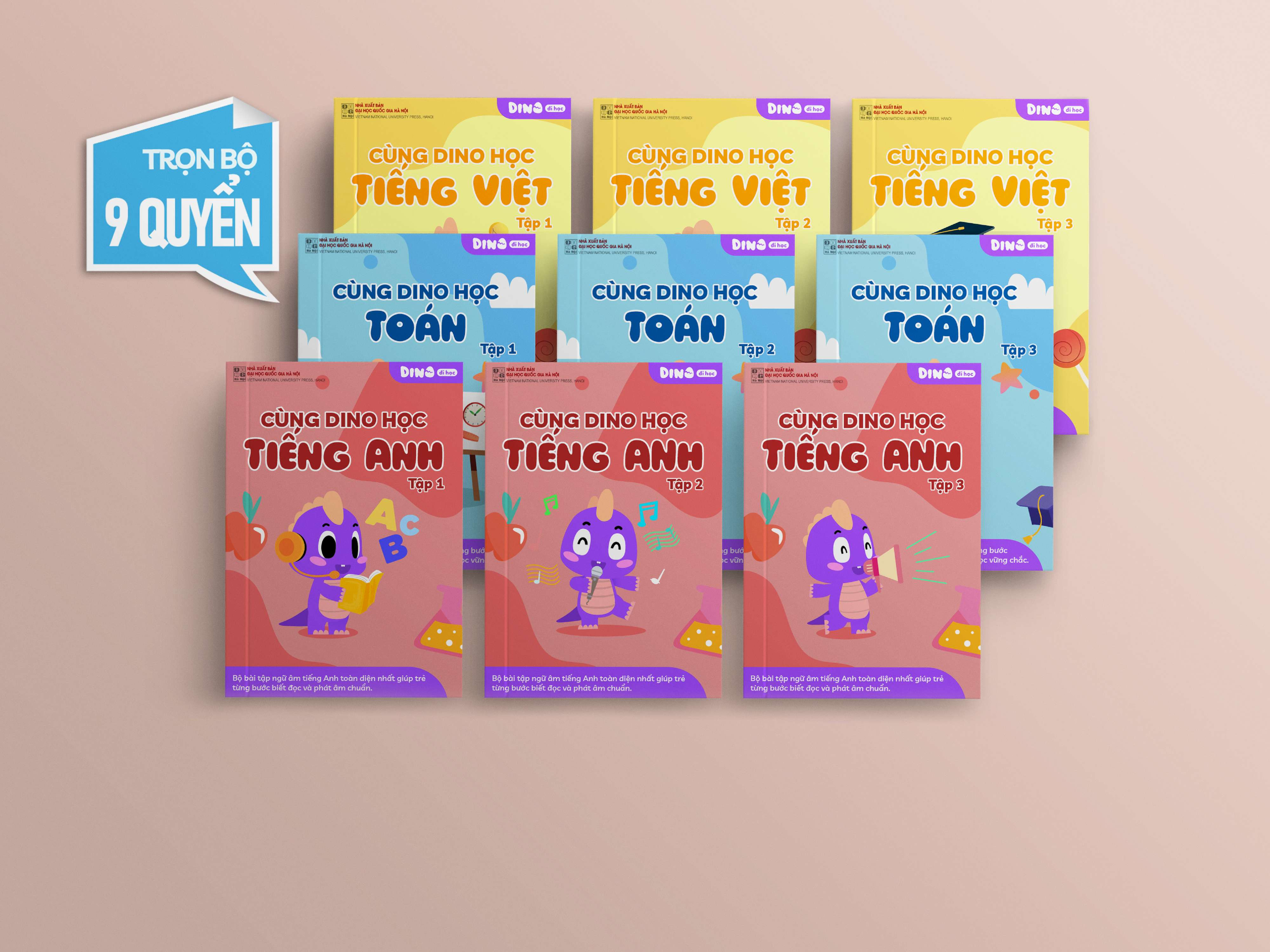 (TRỌN BỘ 9 QUYỂN) - Sách bổ trợ Dino Đi Học - Cùng Dino vui học cho trẻ từ 3-6 tuổi