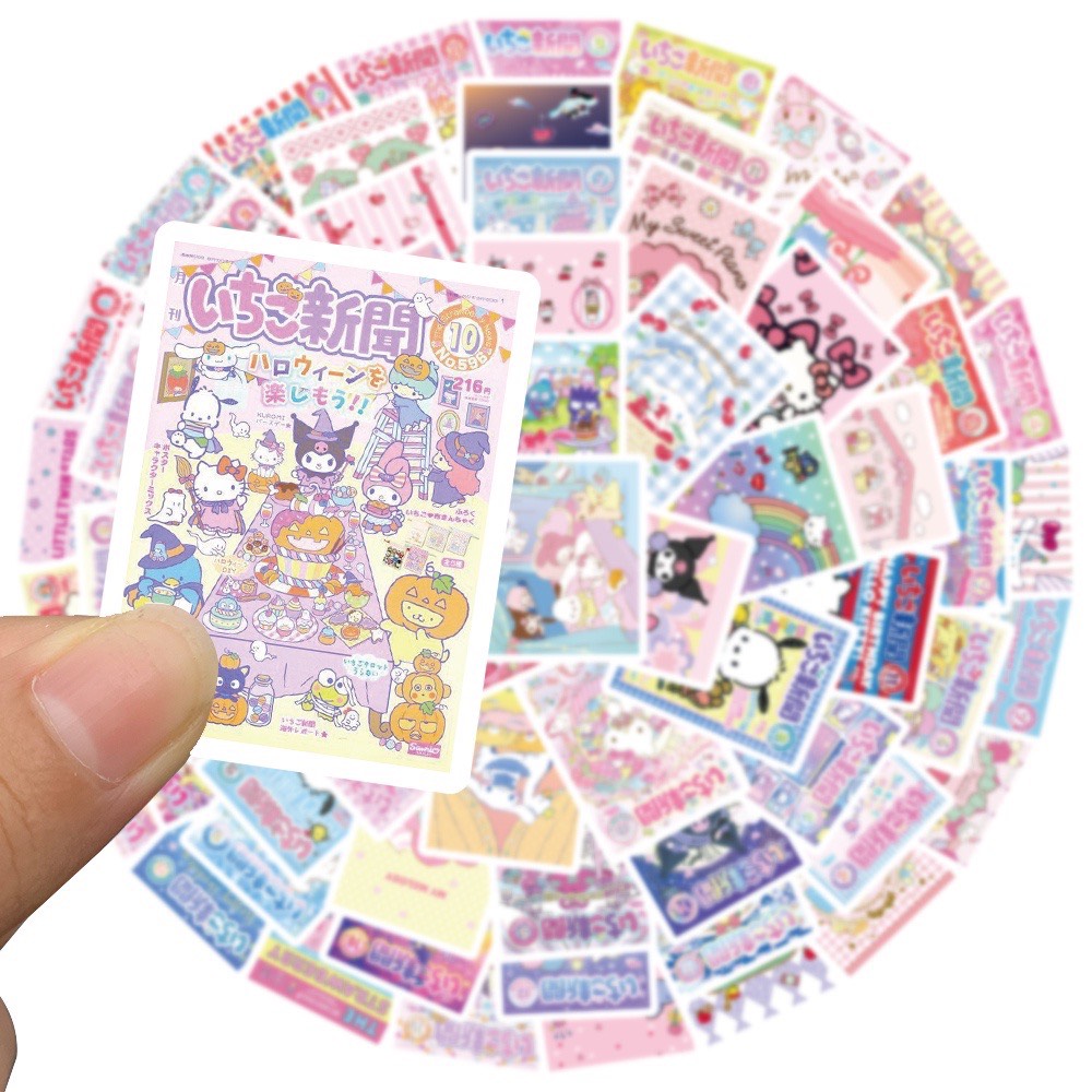 Bộ 65 STICKER Hình Sanrio Hoạt Hình Chống Thấm Nước