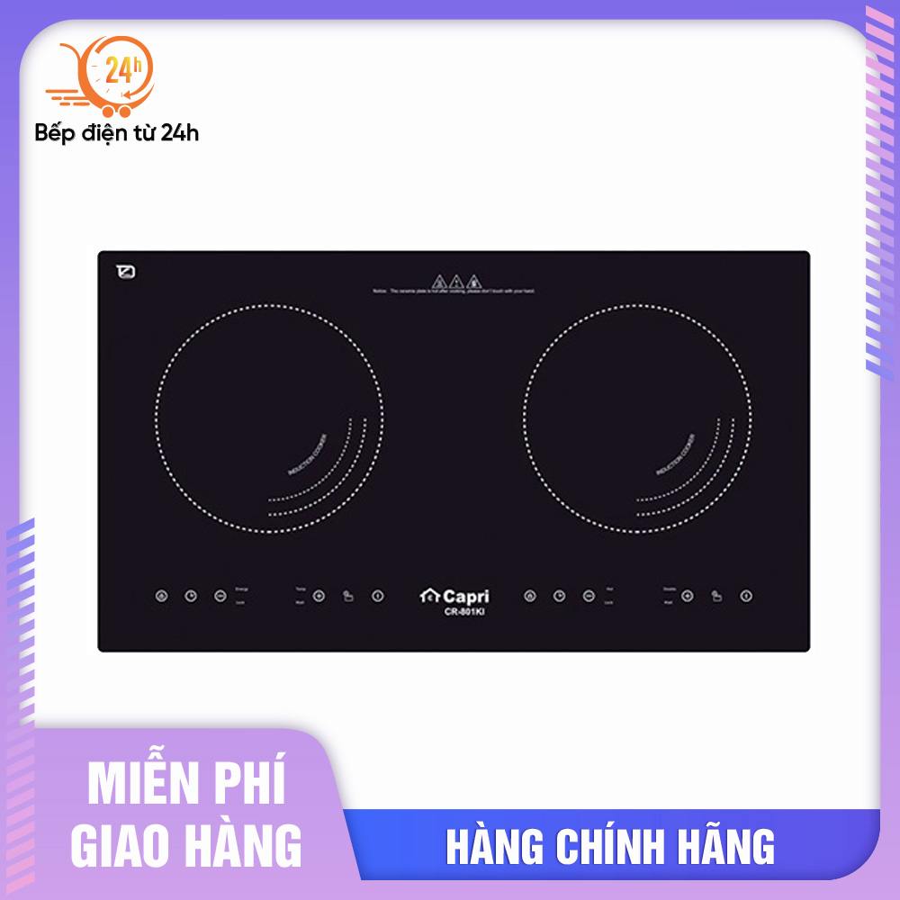 Bếp điện từ đôi Capri CR-801KI - Hàng Chính Hãng, Sản Xuất Theo Công Nghệ Tiên Tiến Châu Âu, Tiết Kiệm Điện Và Thời Gian Nấu Tối Ưu