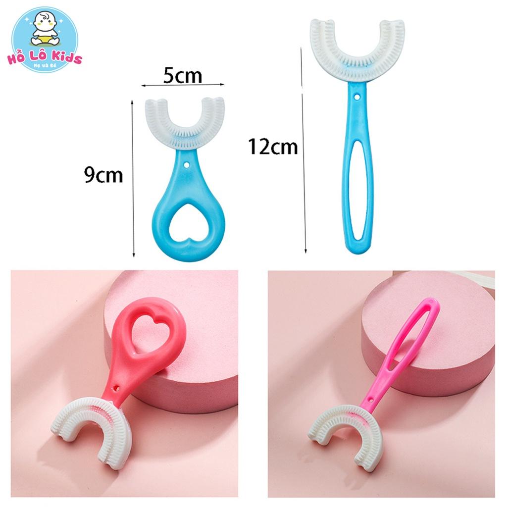 Set 2 chi tiết bàn chải đánh răng chữ u thông minh, kem đánh răng dạng bọt cho bé Hồ Lô Kids