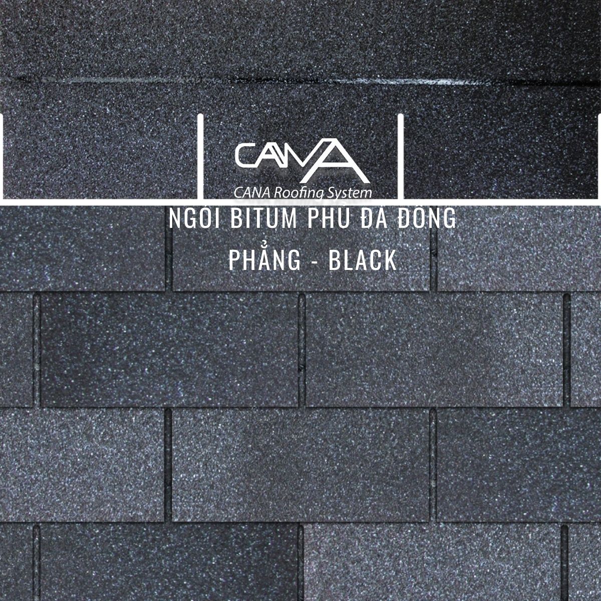 Tấm lợp bitum phủ đá cana đồng phẳng black - tấm nhựa đường phủ đá màu đen viên gạch từ Hàn Quốc chống thấm và trang trí biệt thự, nhà gỗ, bungalow, đóng gói 22 tấm /gói/phủ 3.2m2 mái