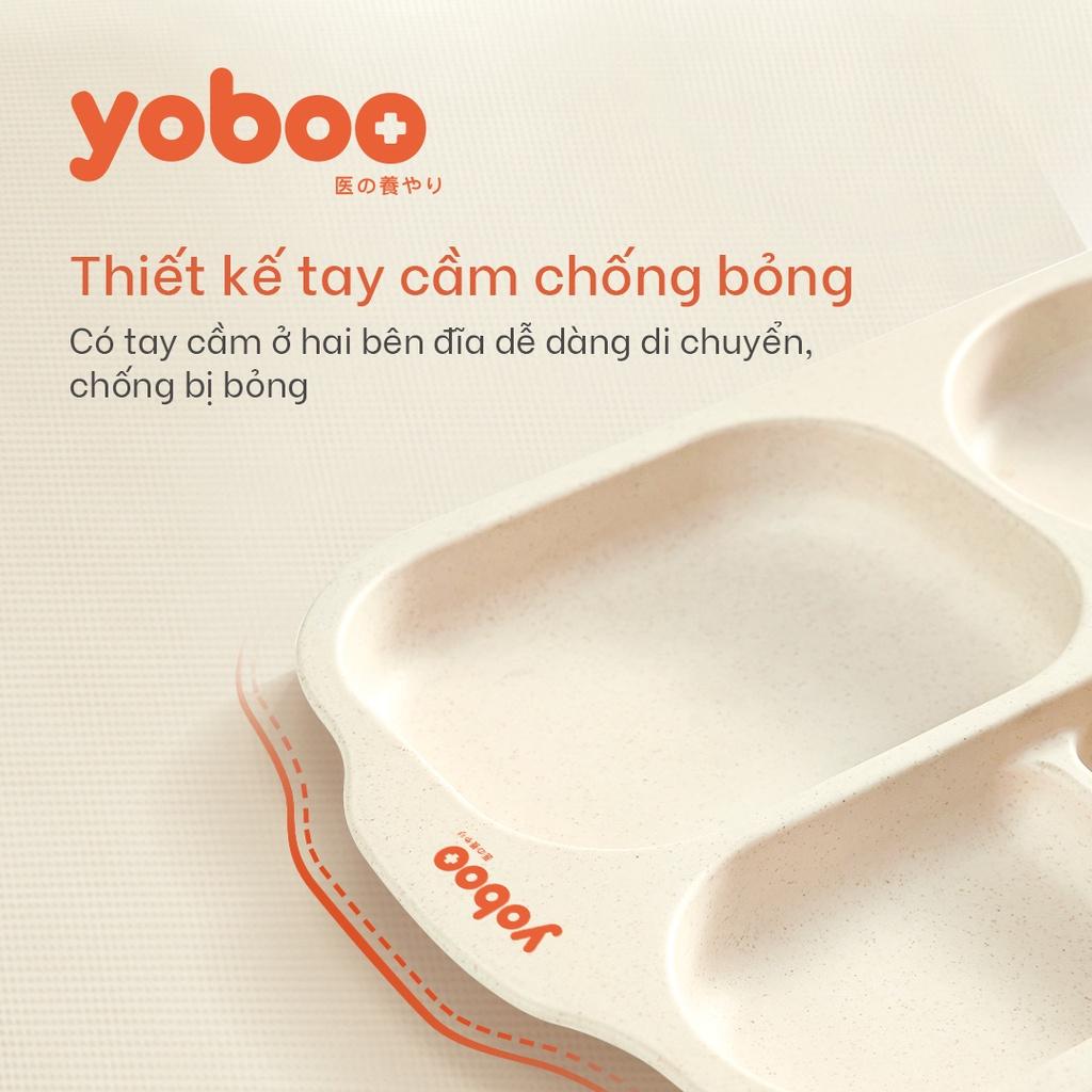 Khay tập ăn dặm cho bé Yoboo YB-0031 kèm thìa, muỗng, đũa, chất liệu lúa mạch dùng được cho lò vi sóng - Hàng chính hãng