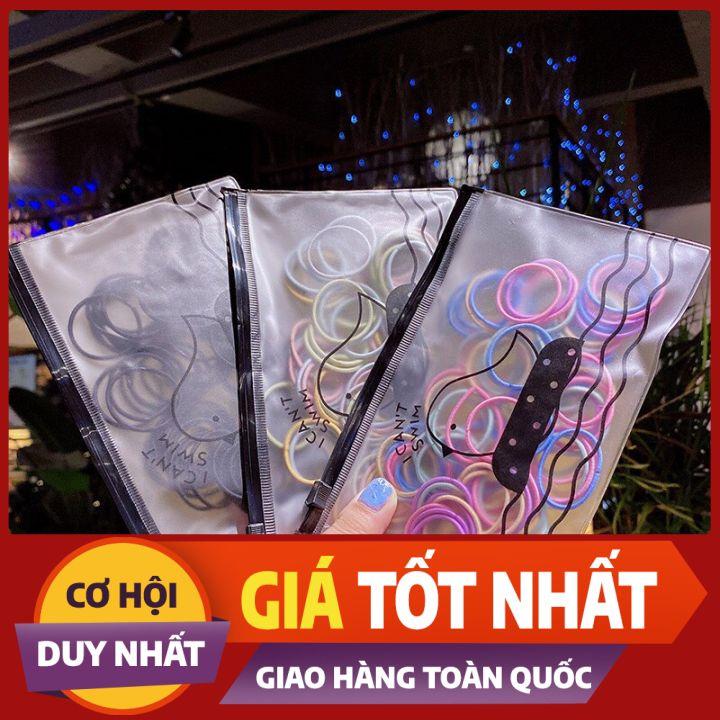 TÚI 100 THUN TRƠN PHỐI MÀU TẠO KIỂU TÓC CHO BÉ - NUNAM SHOP
