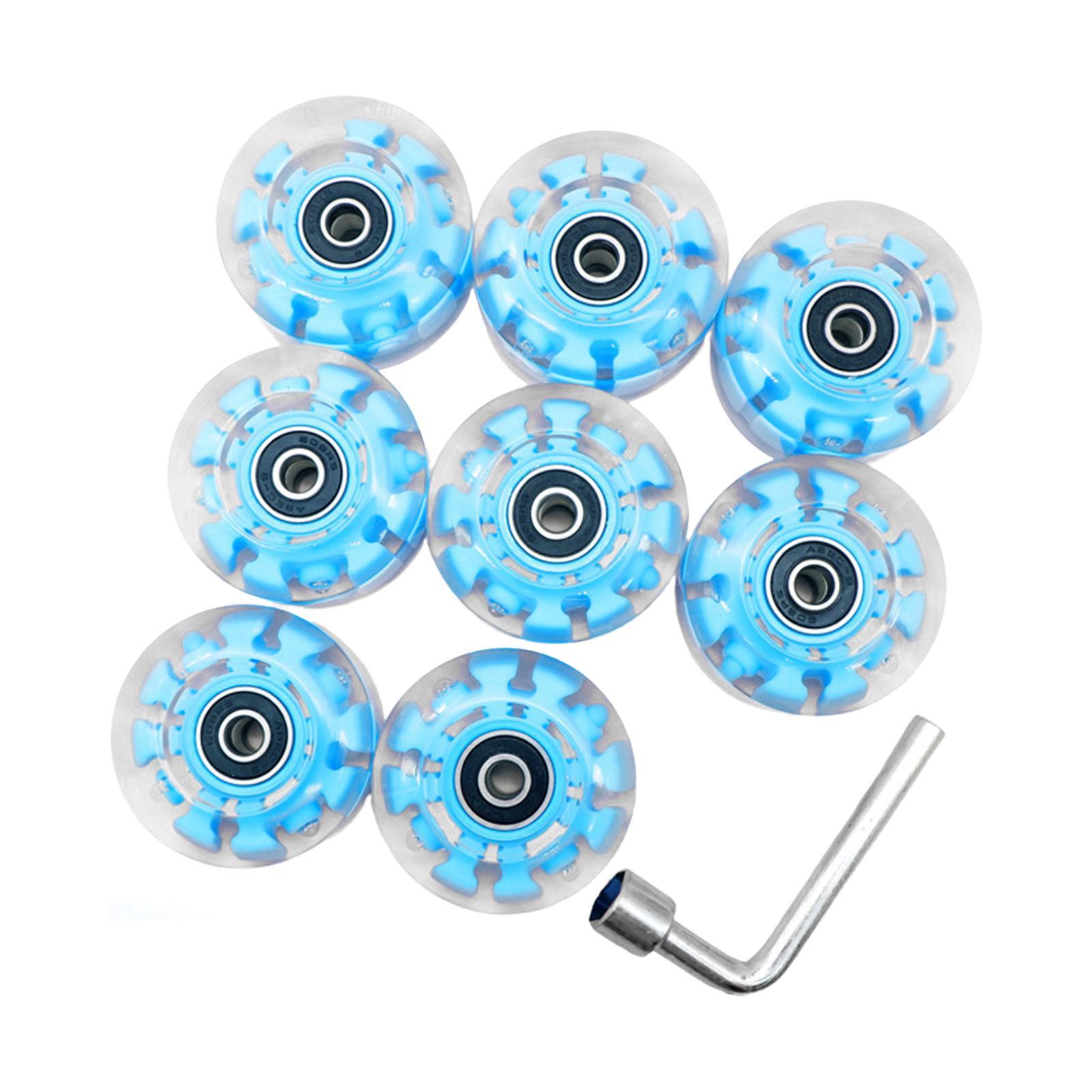 8Pcs Quad Roller Skate Wheels Durable 58mm x 32mm Luminous Skateboard Wheels