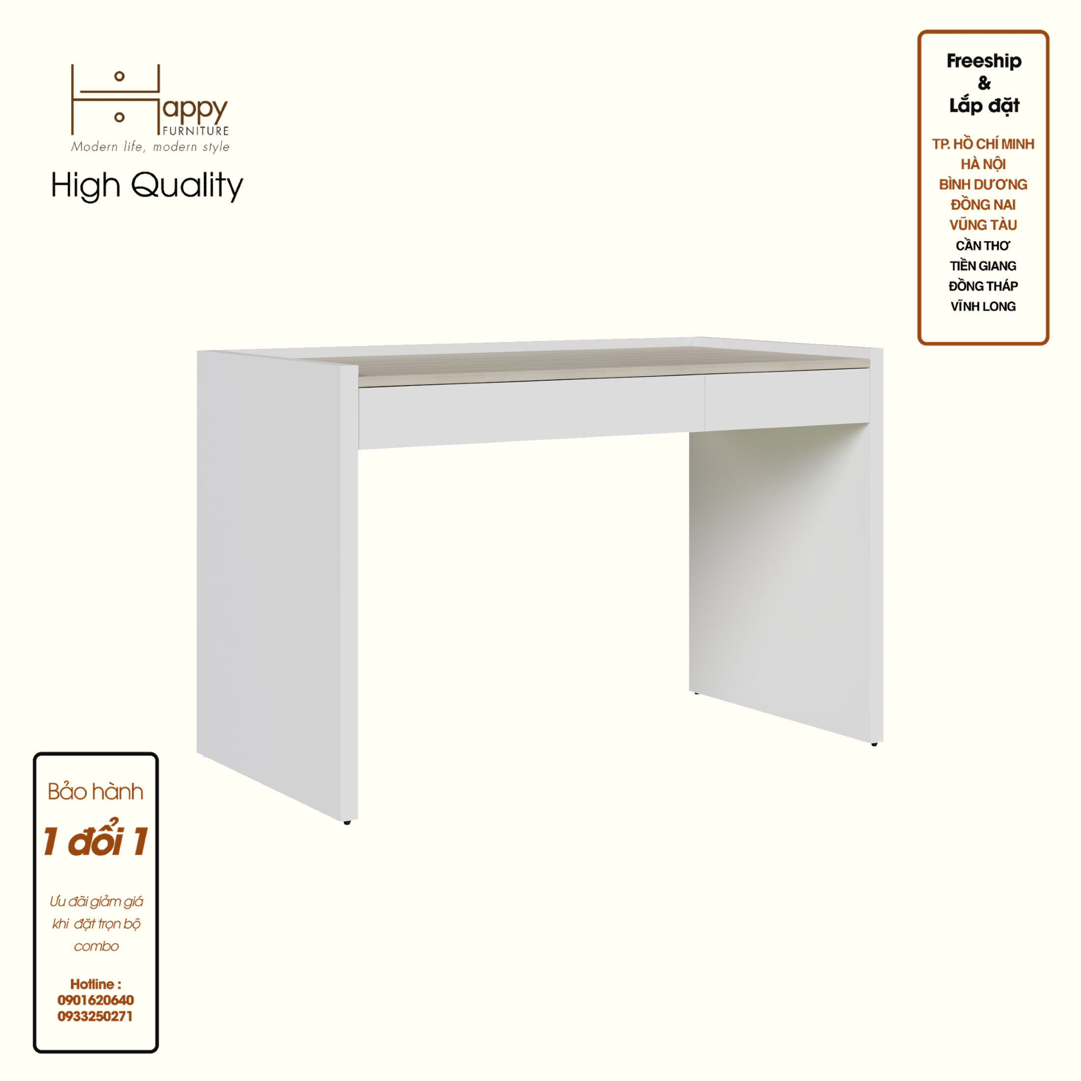 [Happy Home Furniture] VIGGO, Bàn làm việc 2 ngăn kéo, 120cm x 59cm x 77cm ( DxRxC), BAN_088