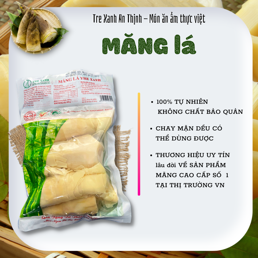 Măng Lá Búp Tre Xanh An Thịnh 500g Măng Sạch Tươi