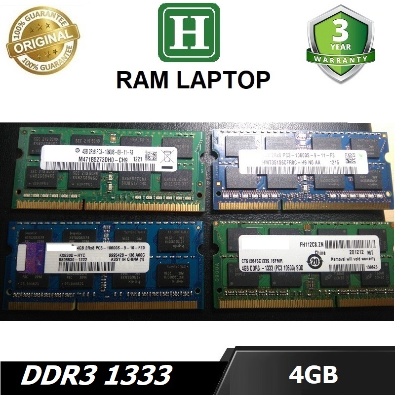 Ram Laptop 4GB DDR3 bus 1333 (10600S) ram dùng cho laptop