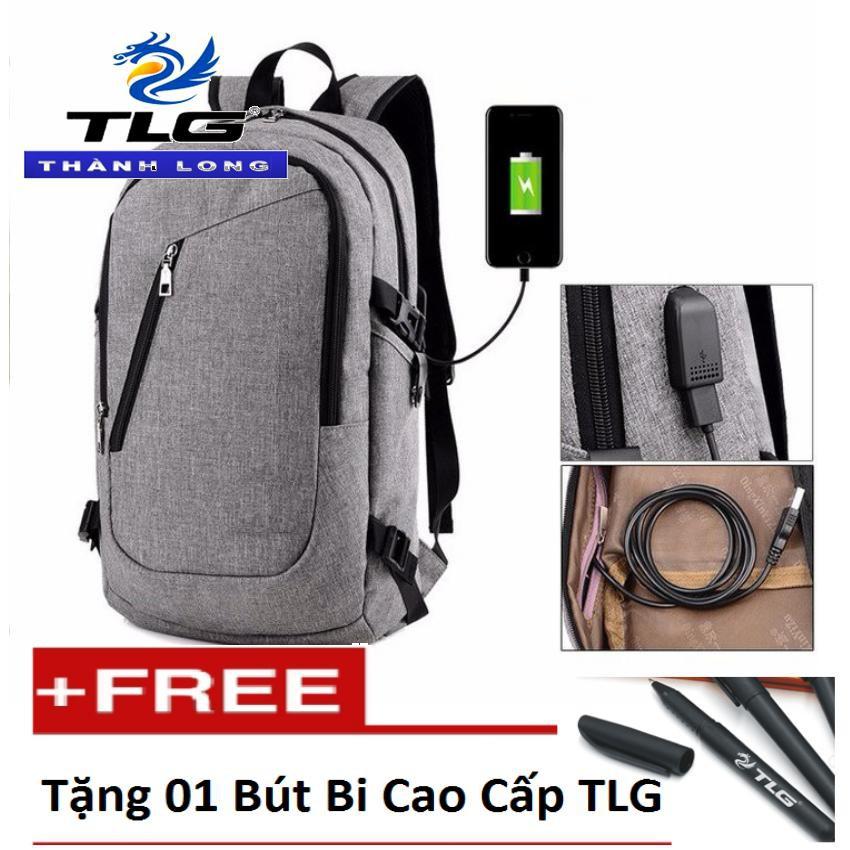 Balo nam, nữ kèm cổng sạc USB Thành Long TLG tặng 01 bút bi cao cấp TLG