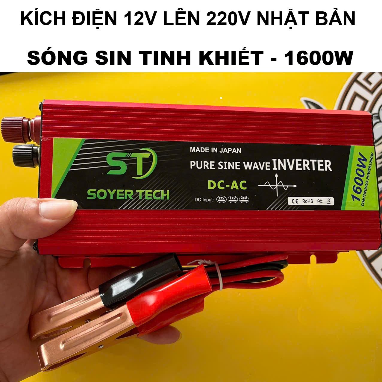Bộ Kích Điện Sóng Sin Chuẩn 12V-220V – Inverter Nhật Bản 1600W, Loại Xịn, Siêu Bền