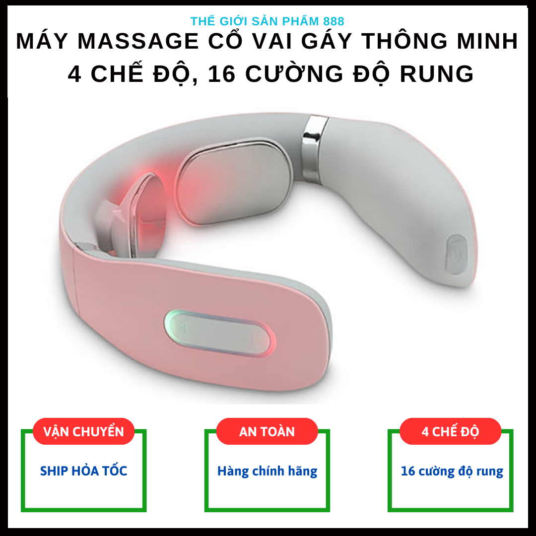 Máy massage cổ vai gáy cao cấp, 4 chế độ massage, 16 cường độ rung, sưởi ấm hồng ngoại - Hàng chính hãng
