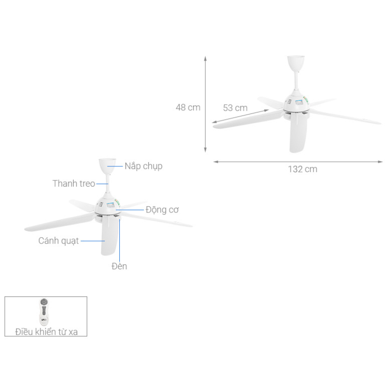 Quạt Trần AC 05 Cánh, ACF02D525, 30W - Hàng Chính Hãng
