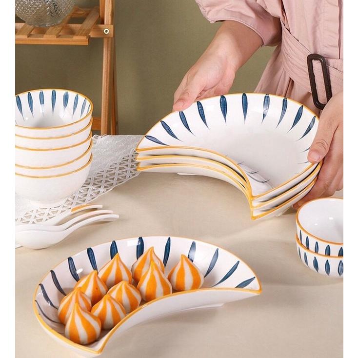 Set Đĩa Hoa Mặt Trời 5 Đĩa Hàng Sứ Cao Cấp