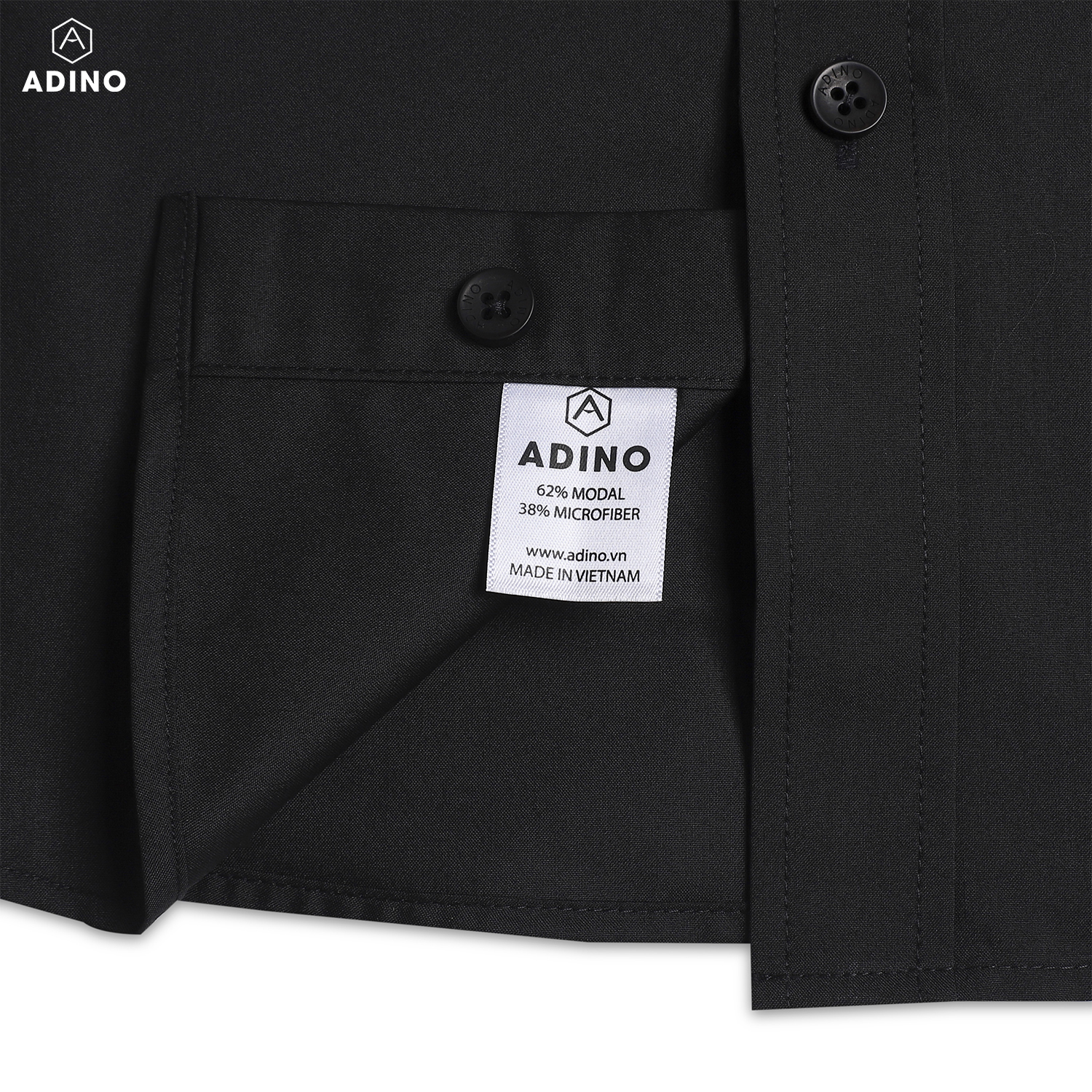 Áo sơ mi nam tay ngắn ADINO màu đen vải sợi sồi modal dáng slimfit trẻ trung CT103
