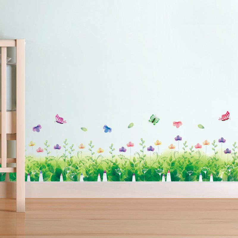 Decal chân tường Hoa cỏ xanh 2 AmyShop DCT030 - 2 bộ