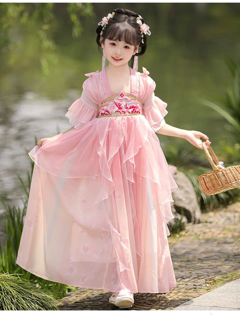 Đầm váy công chúa cổ trang hanfu hán phục cho bé gái diện lễ tết trung thu biểu diễn múa 100-170 hàng Quảng Châu