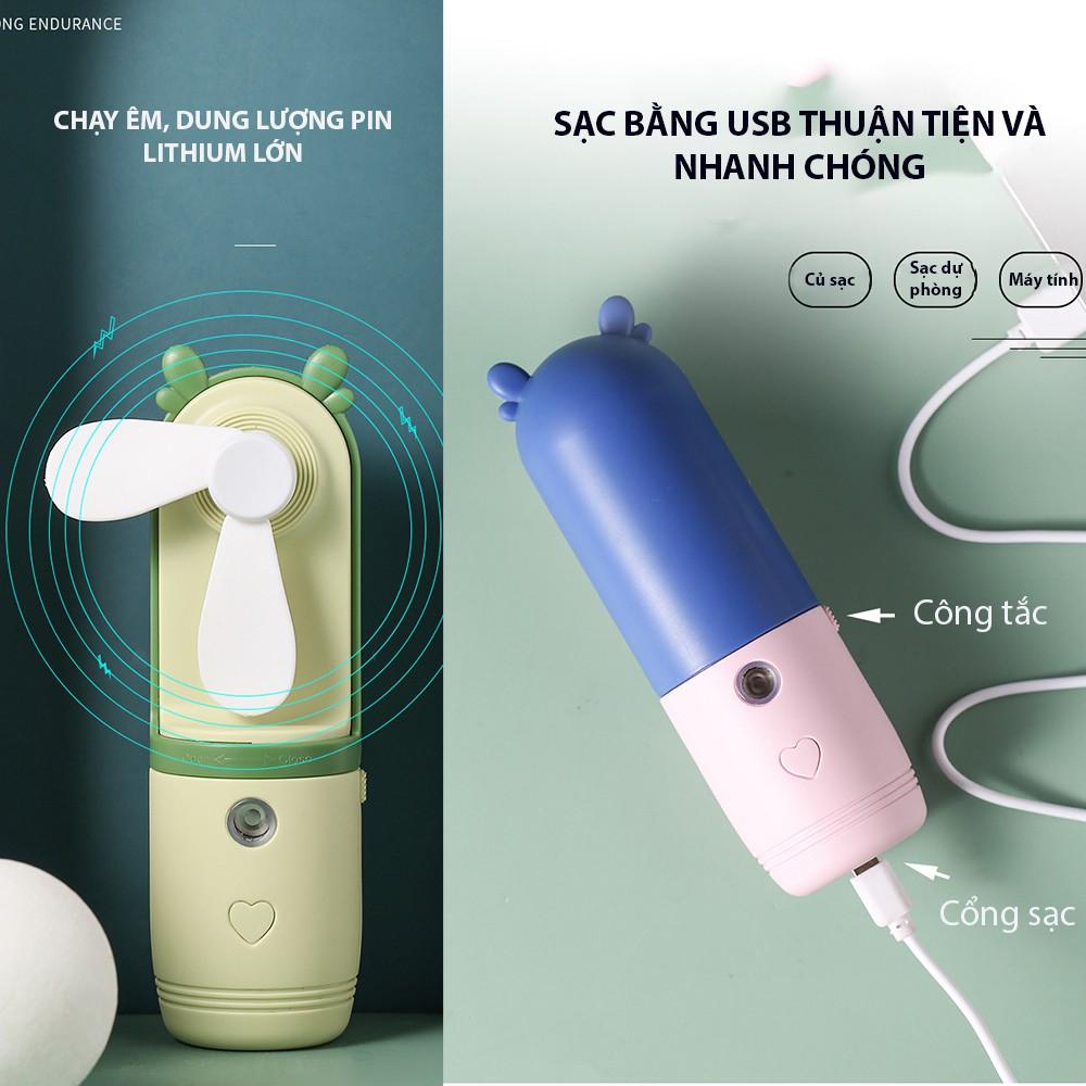 QUẠT PHUN SƯƠNG Cầm Tay Quạt Mini Tích Điện Phun Sương Hơi Nước Tạo Ẩm - Moncase