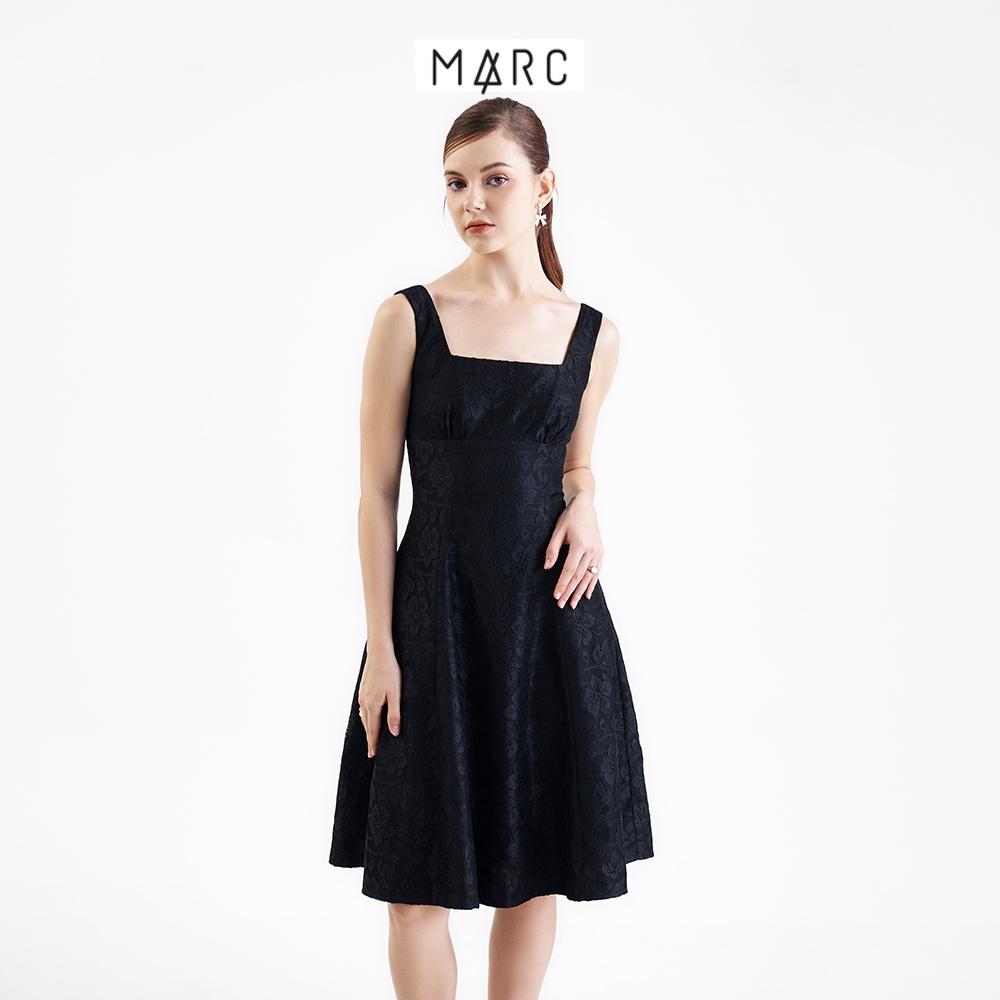 Đầm nữ MARC FASHION midi cổ vuông 2 dây nhún ngực CBLH103122