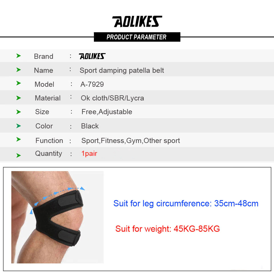 Bộ 2 đai bảo vệ xương bánh chè AOLIKES A-7929-2 Sport knee protector