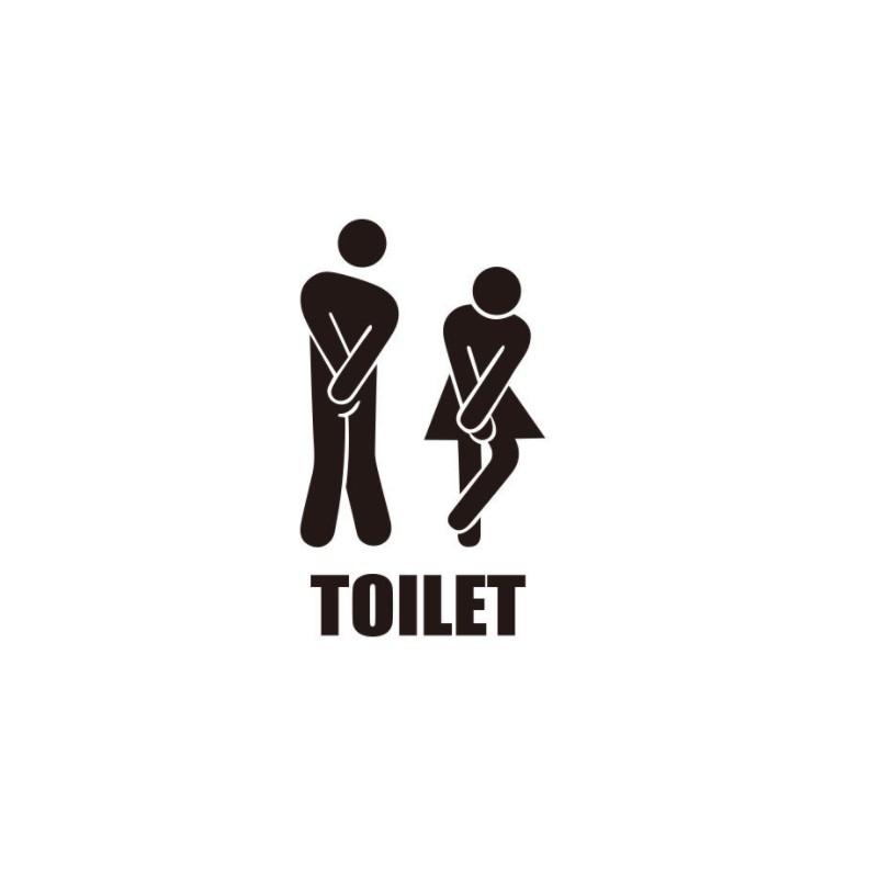 Decal trang trí tường - Bảng dán Toilet Trai Gái đen