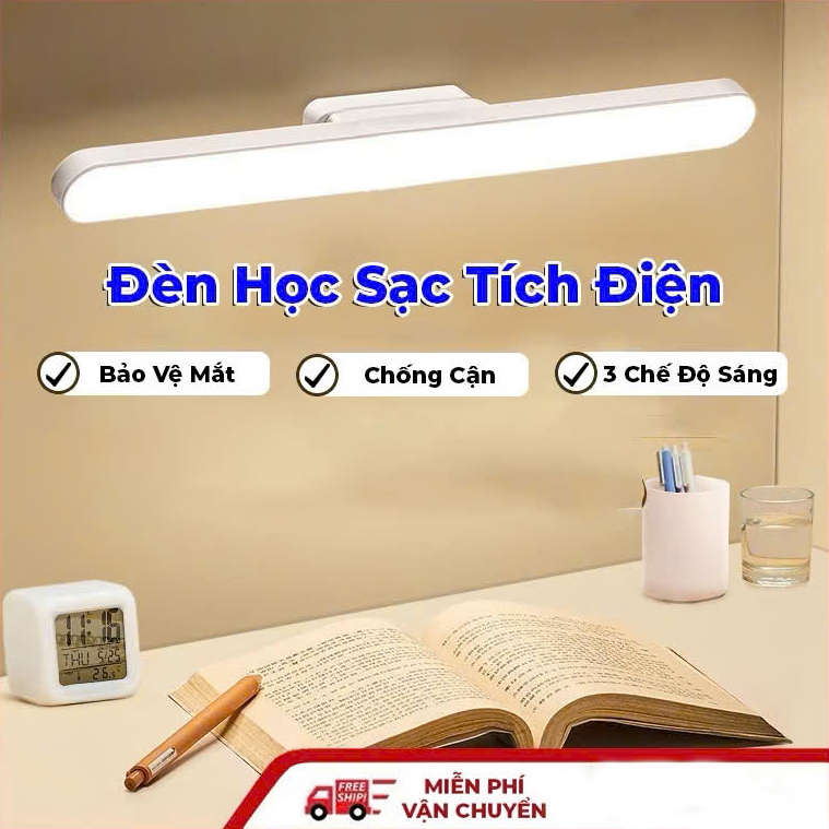 Đèn Học Để Bàn tích điện bảo vệ mắt, đèn led gắn bàn học Phòng Ngủ Bàn Trang Điểm 3 Chế Độ Sáng xoay 80 độ bảo vệ mắt - Hàng chính hãng