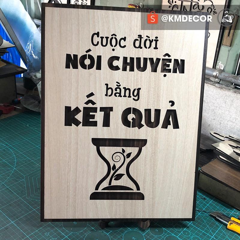 Mẫu tranh "cuộc đời nói chuyện bằng kế quả" - Tranh tạo động lực treo tường trang trí văn phòng