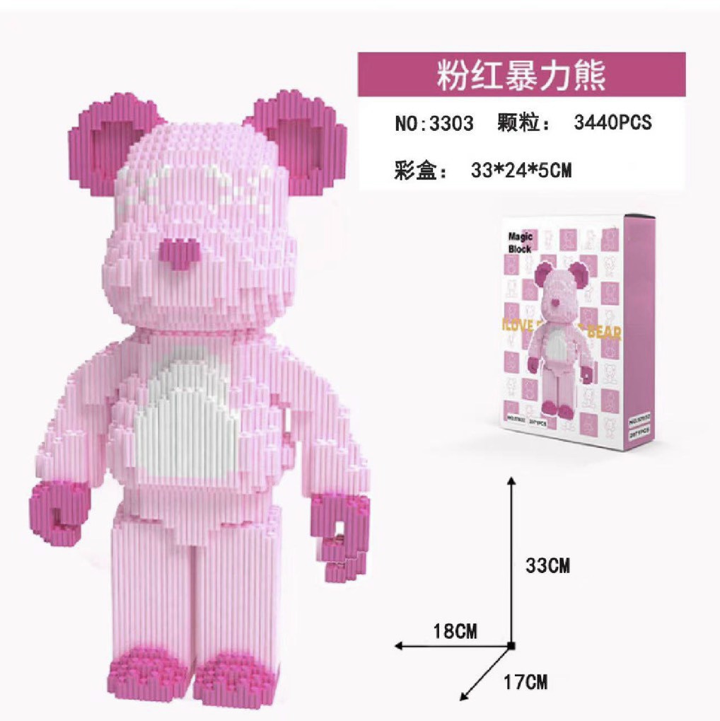 Đồ chơi lắp ráp, mô hình lắp ráp gấu Bearbrick size 33-35cm nhiều màu (tặng kèm búa)  *** Nhận lắp sẵn