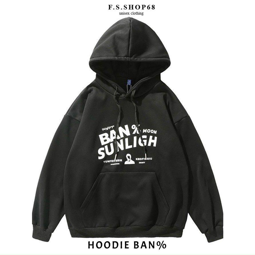Áo hoodie form rộng Unisex nỉ ngoại BAN%