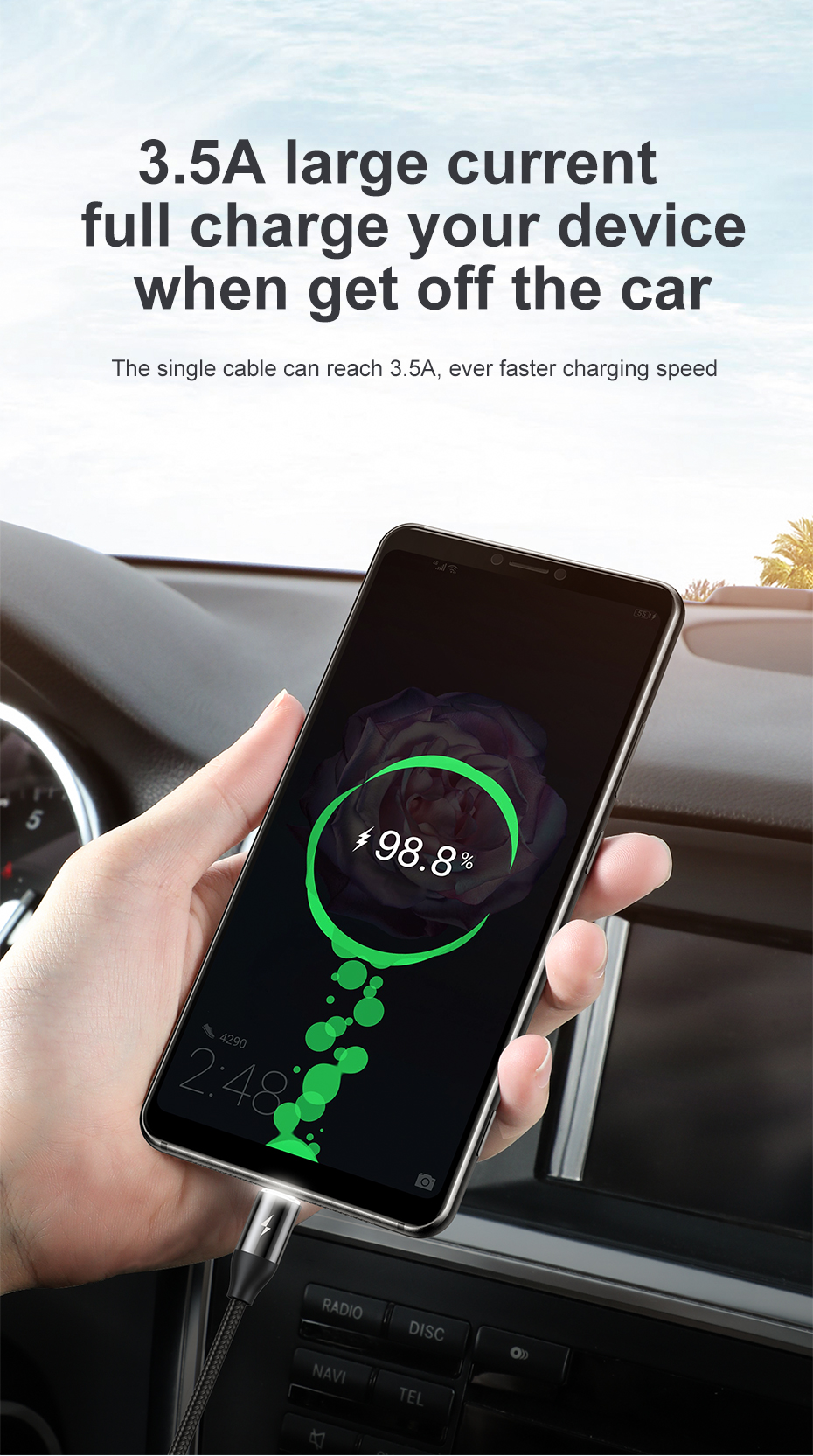 Cáp sạc nhanh 3 đầu Baseus Car Co-sharing (Lightning + Micro USB + Type-C) dài 1M - Hàng chính hãng