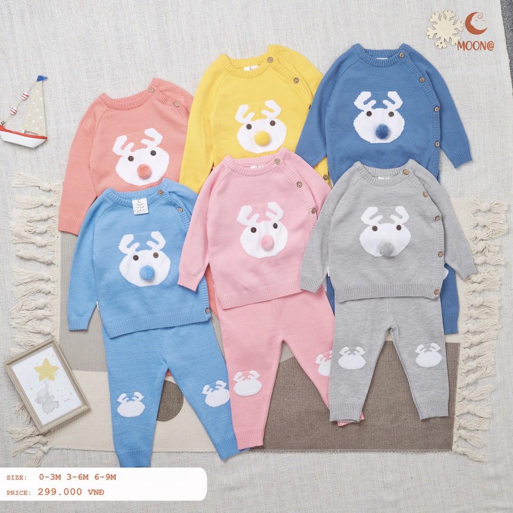 Bộ quần áo len lông cừu sơ sinh Moon size 0-9m