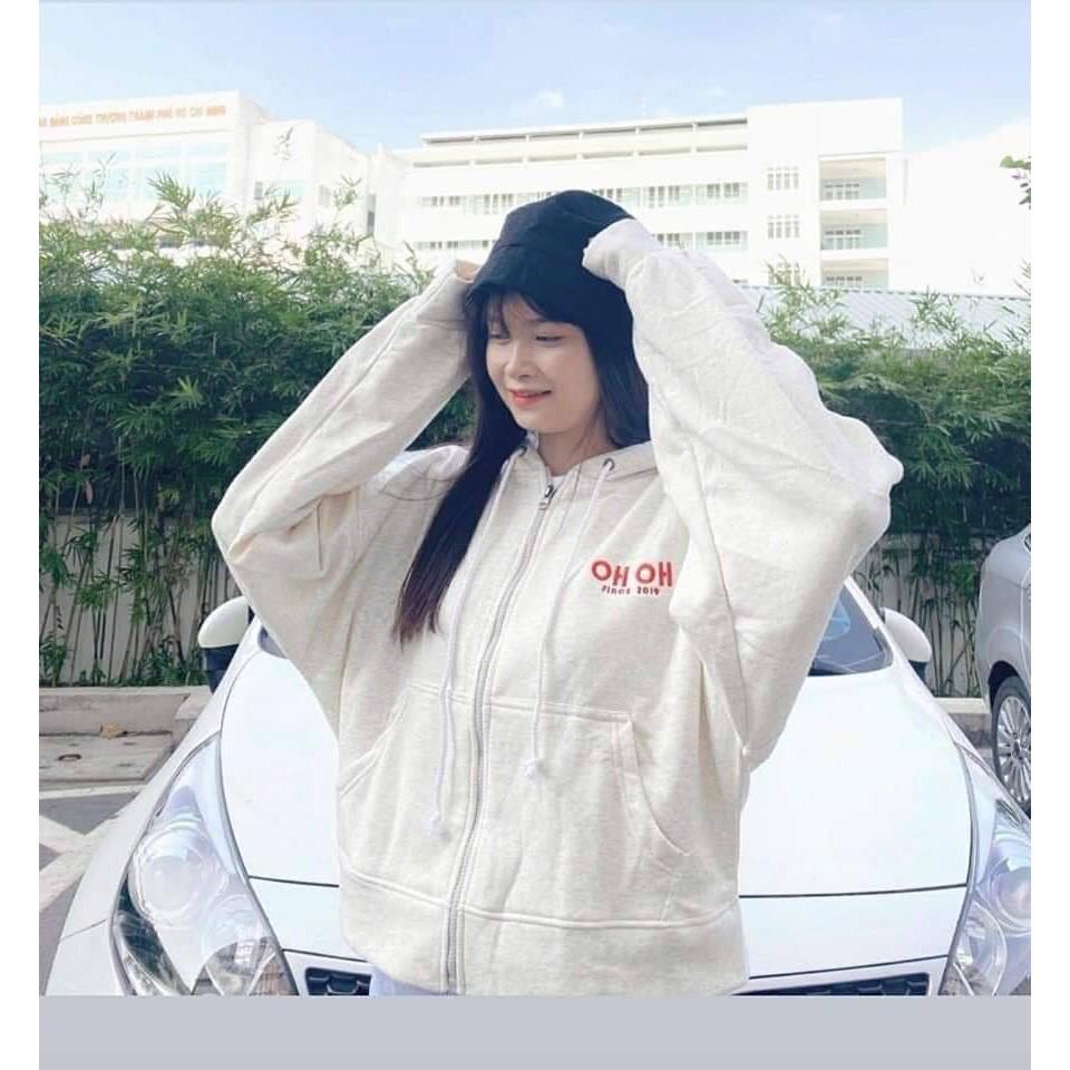 Áo khoác hoodie In Logo OHOH form rộng unisex,  Dành cho nam và nữ Có Dây Kéo Ulzzang