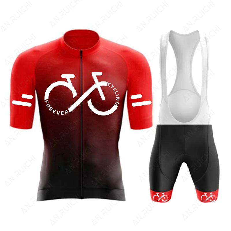 Bộ đồ đi xe đạp Set 2023 Summer Ropa Ciclismo Đàn ông Xe đạp Xe đạp GRACKIENT MÀU SẮC ĐIỀU KHOẢN JERSEY VIT Color: A5 Size: XS
