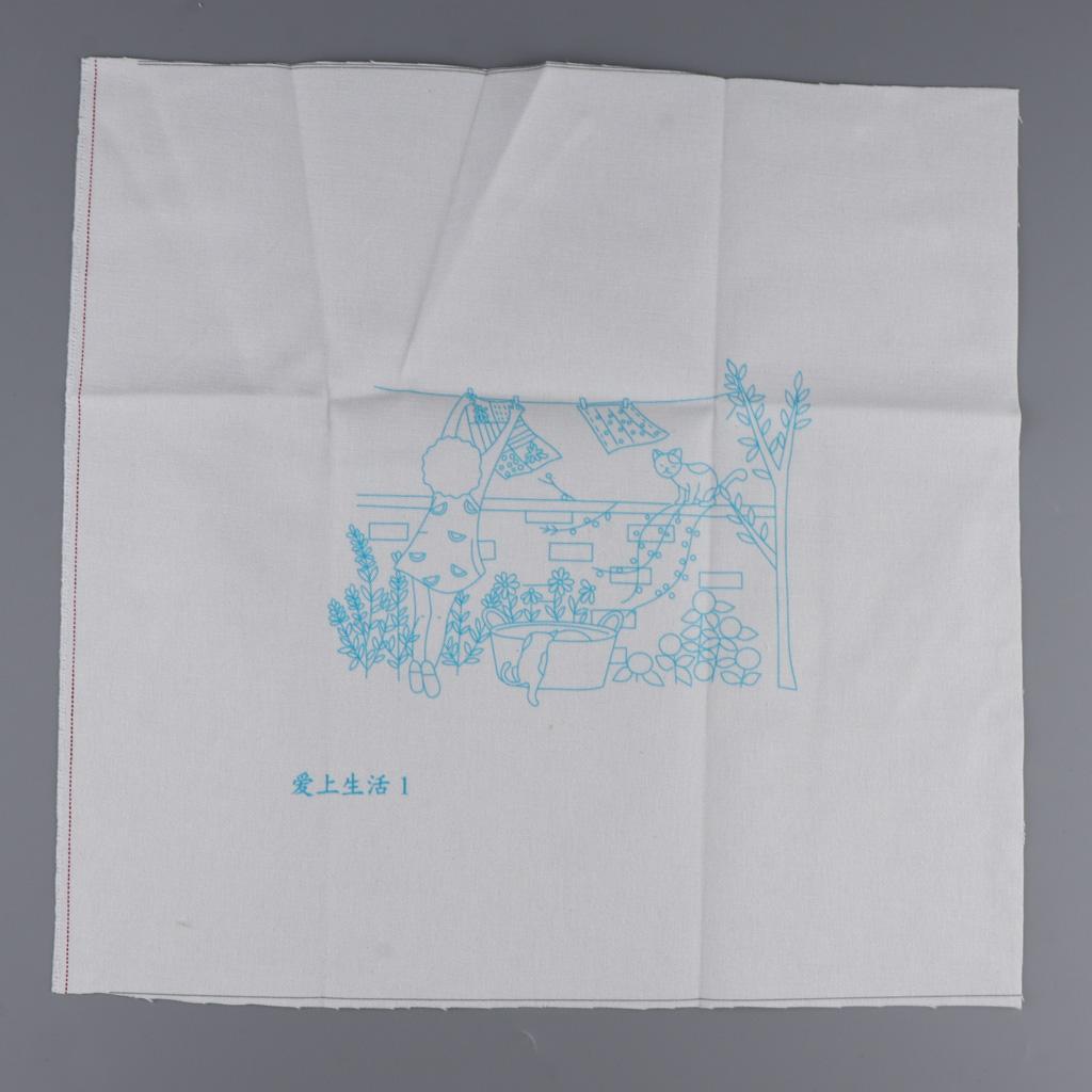 Stamped Embroidery Kit For Beginner Colorful Life Pattern DIY Home Decor 1