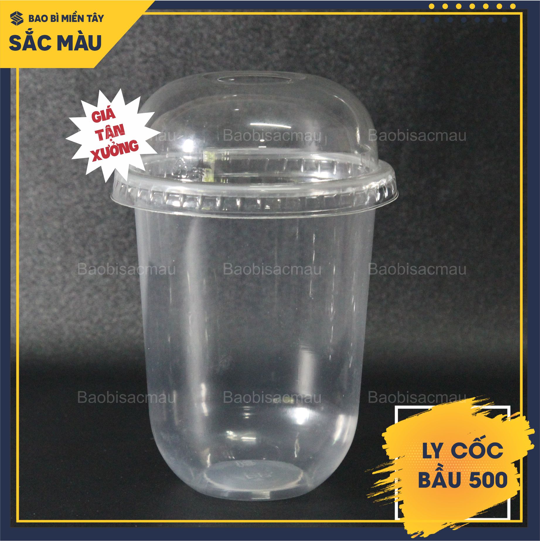 Sỉ 50 cốc nhựa/ ly nhựa đáy bầu 500ml kèm nắp