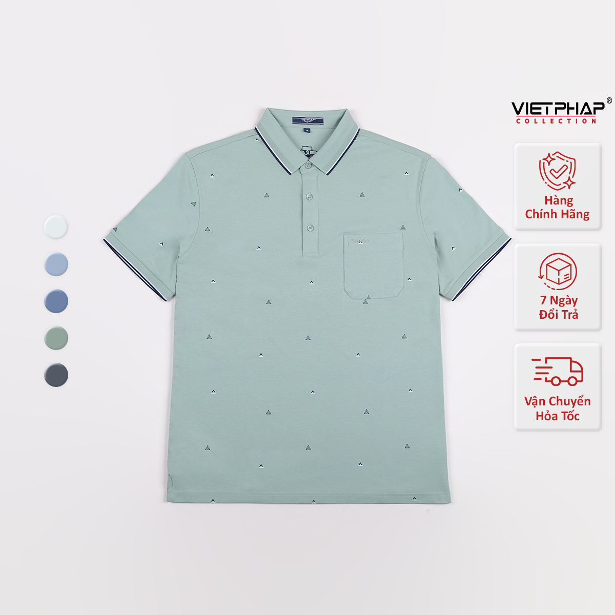Áo Polo Nam VIỆT PHÁP Form Luxury - Thun Cotton Lạnh, lịch lãm, sang trọng 34314