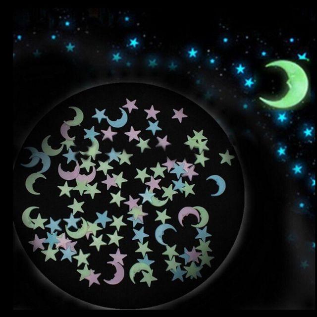 Bán Sỉ combo Gói 100 Trăng Sao dạ quang+ kèm băng keo