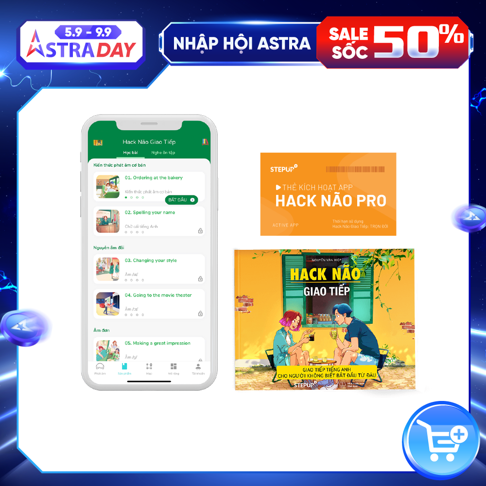 Sách - Tiếng Anh Hack Não Giao Tiếp (2021) - Có App học giao tiếp nhiều chủ đề dùng trọn đời và chấm điểm phát âm bằng AI