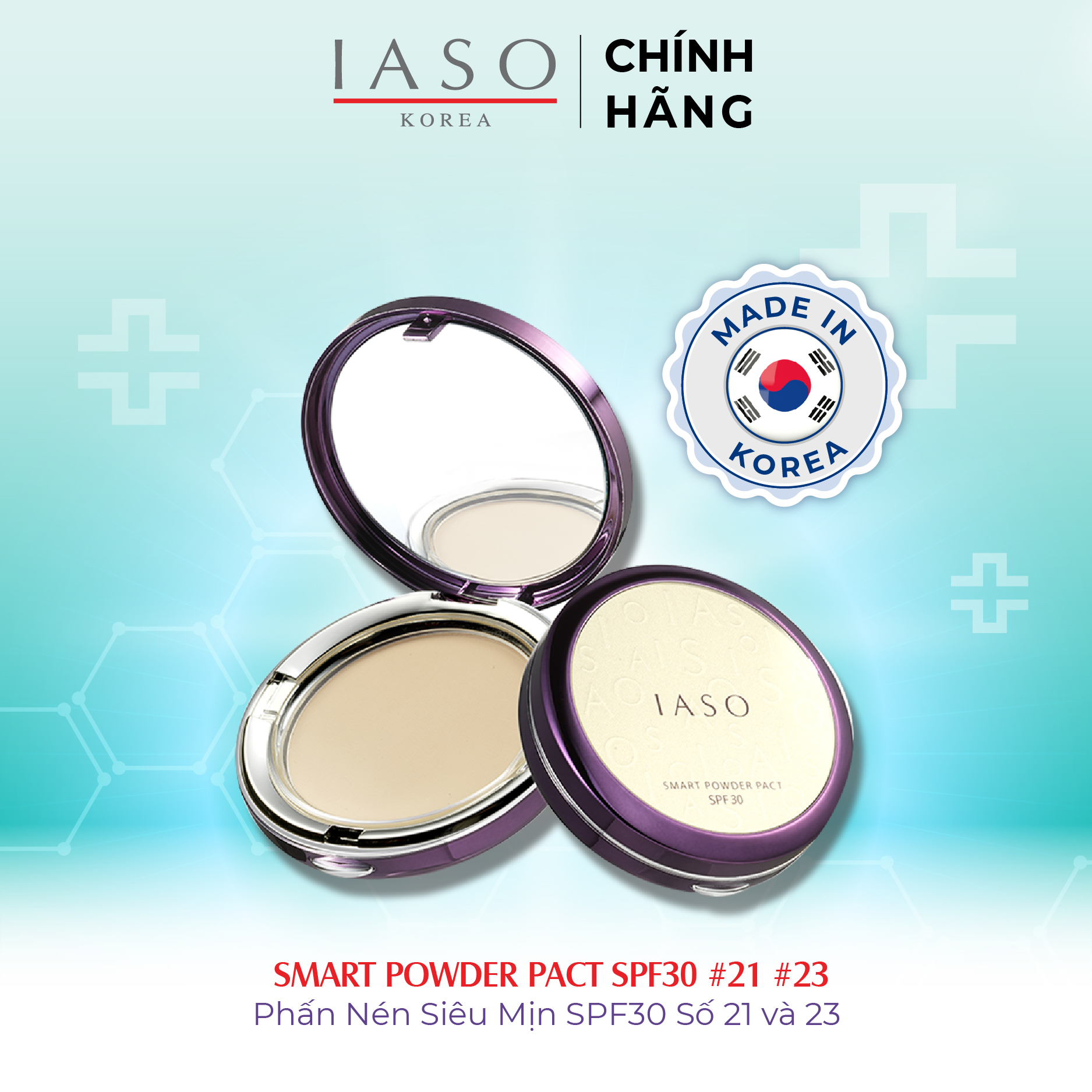 I69 - I70 Phấn nén IASO Smart Powder Pact Spf30 #21 & #23 14g