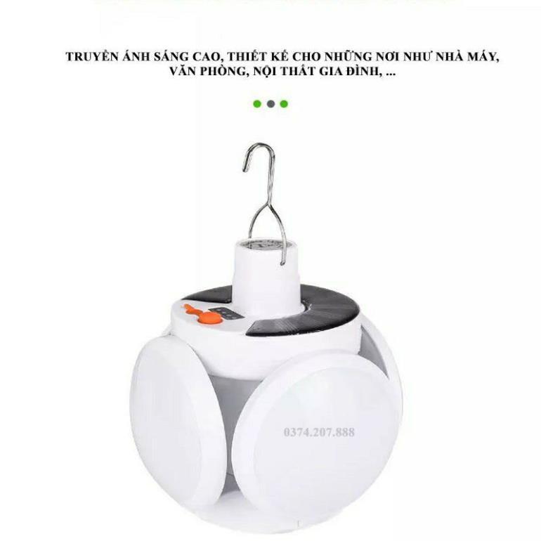 Bóng đèn led tích điện, năng lượng mặt trời hình 4 Cánh Hoa có thể đóng mở