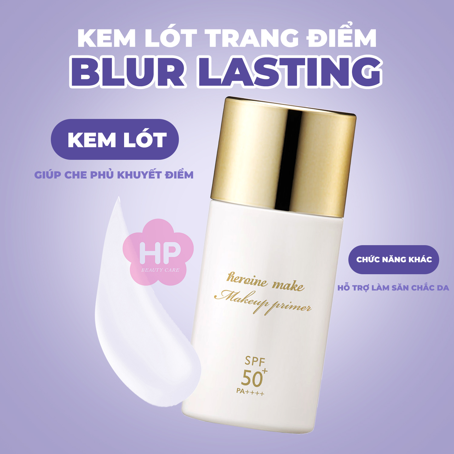 Kem Lót Che Khuyết Điểm Và Chống Nắng Da Kissme Heroine Make 28 mL Màu Tím Nhạt Lavender #01