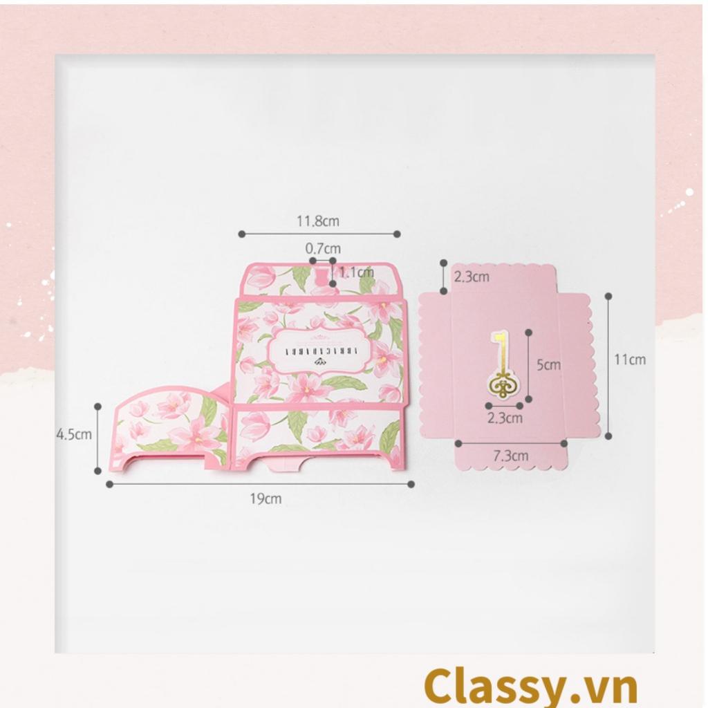 Hộp quà Classy tự gấp 9,5 * 8 * 23cm 02 màu xanh da trời &amp; hồng phấn hình chiếc rương cổ điển Q951