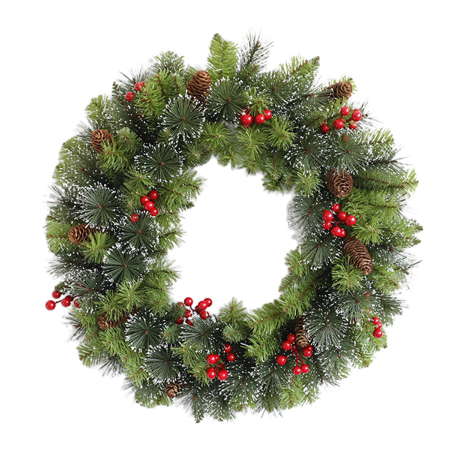 Artificial Wreath Christmas Ornament Wall Hanging for Door Window Party Xmas Decoration