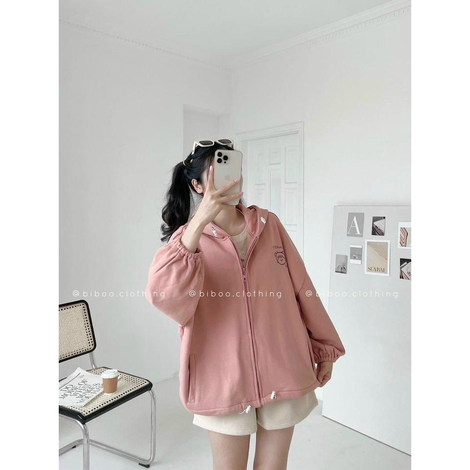 Áo Khoác Nỉ Hoodies Dây Kéo Zip In Hình BABYBOO Chất Vải Nỉ PE Mềm Mịn Siêu Đẹp Tay Bo Chun Mới