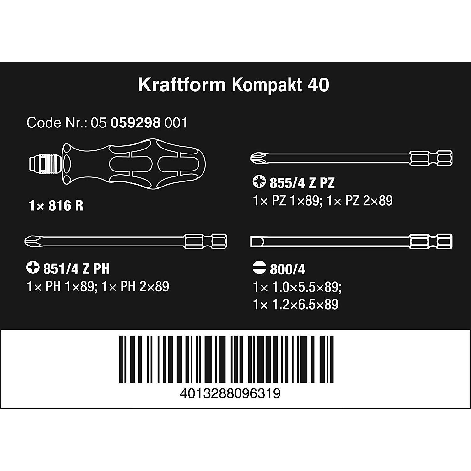 Bộ dụng cụ Kraftform Kompakt 40 gồm 7 cái mã Wera 05059298001