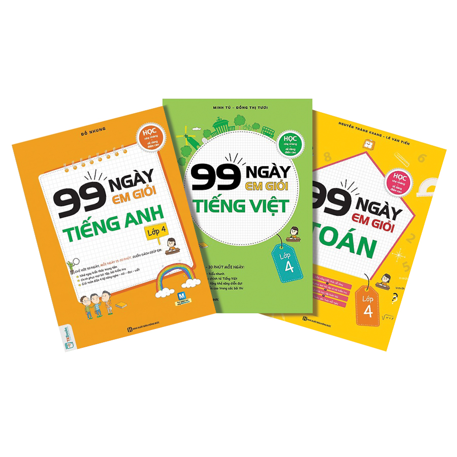 Combo 3 Cuốn 99 Ngày Em Giỏi Toán - Tiếng Việt - Tiếng Anh Lớp 4