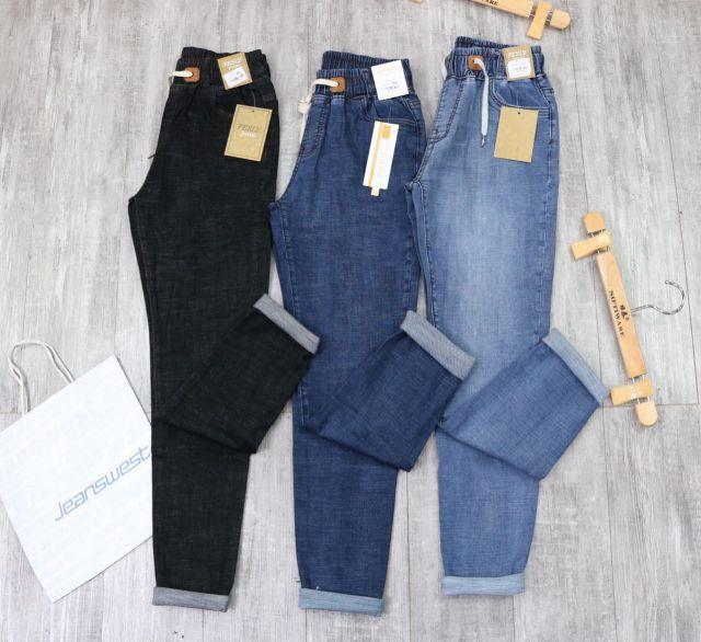 Quần Jeans Nữ Cạp Chun Đen Cao Lưng