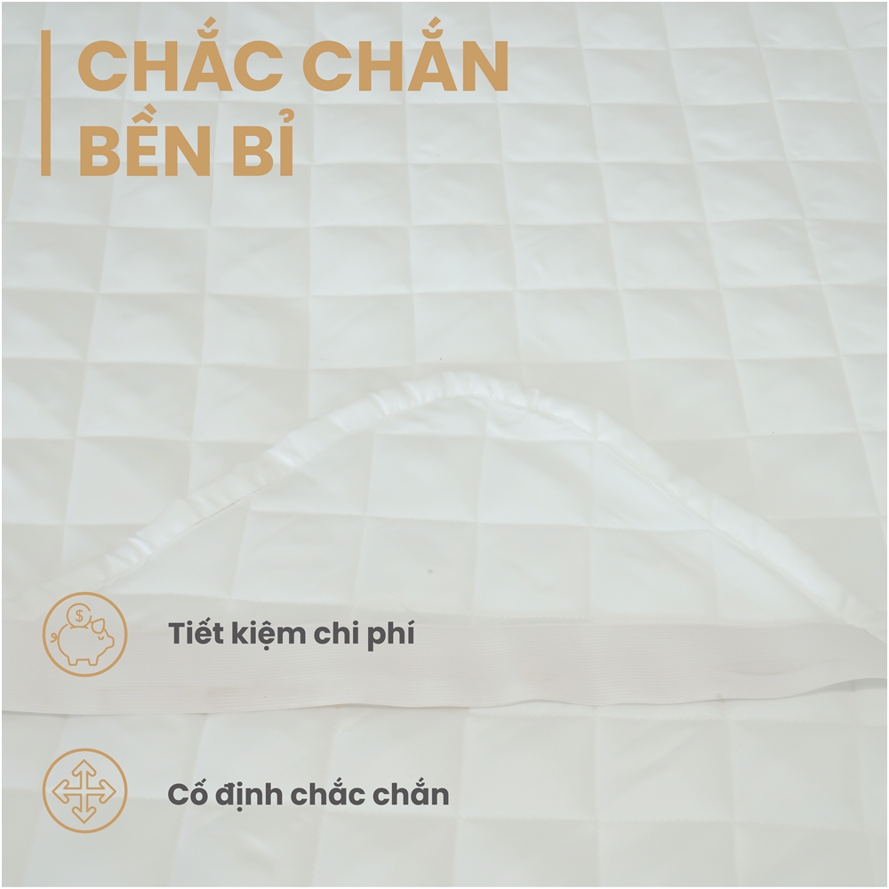 Tấm bảo vệ đệm cao cấp 3 lớp chần bông ô vuông -  Ngăn nước bụi bẩn - Giữ sạch nệm