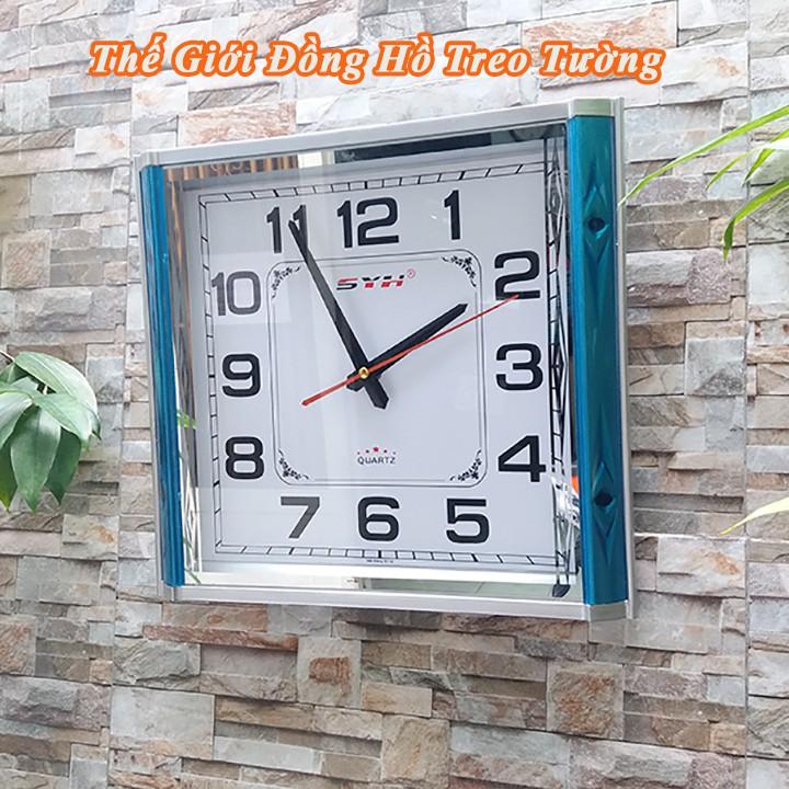 Đồng Hồ Treo Tường KIM TRÔI SYH Chữ Nhật Viền Mặt Gương – Thiết Kế Phối Màu 2 Lớp – Bảo Hành 1