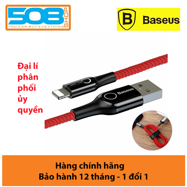 Cáp sạc 2.4A Baseus C-shaped tích hợp đèn Led tự ngắt khi pin đầy cho iPhone/iPad dài 100CM - Hàng chính hãng