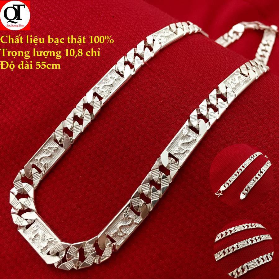 Dây chuyền bạc nam Bạc Quang Thản thiết kế kiểu dây bản dẹt độ dài 50cm, trọng lượng có nhiều lựa chọn chất liệu bạc ta.